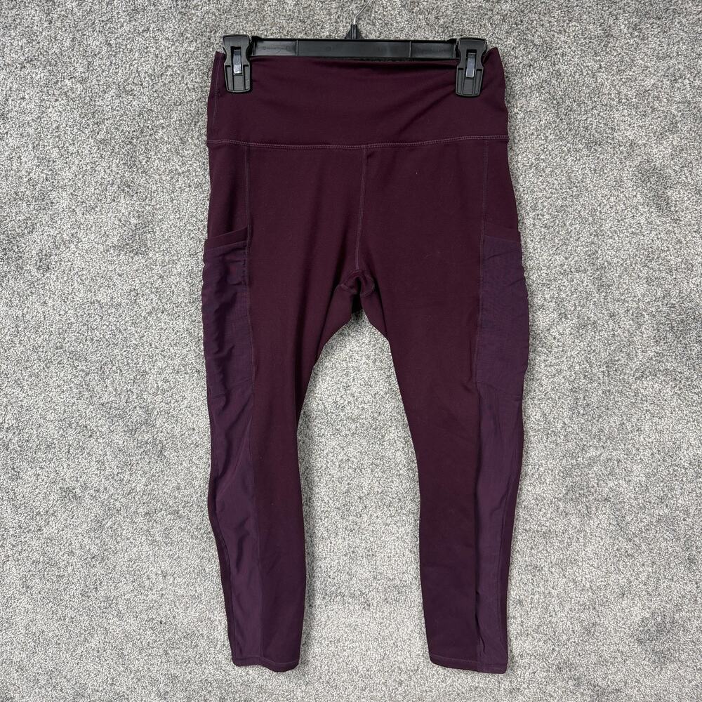 Fabletics Powerhold Leggings Womens M 28x21 Purple Mesh Workout Yoga Athleisure